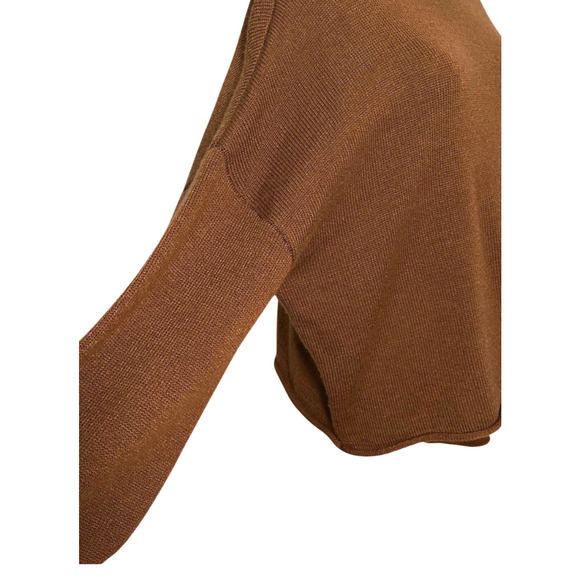Things Between Caramel Brown Roll Neck Dolman Sleeve Wool Blend Sweater Medium - Picture 3 of 8